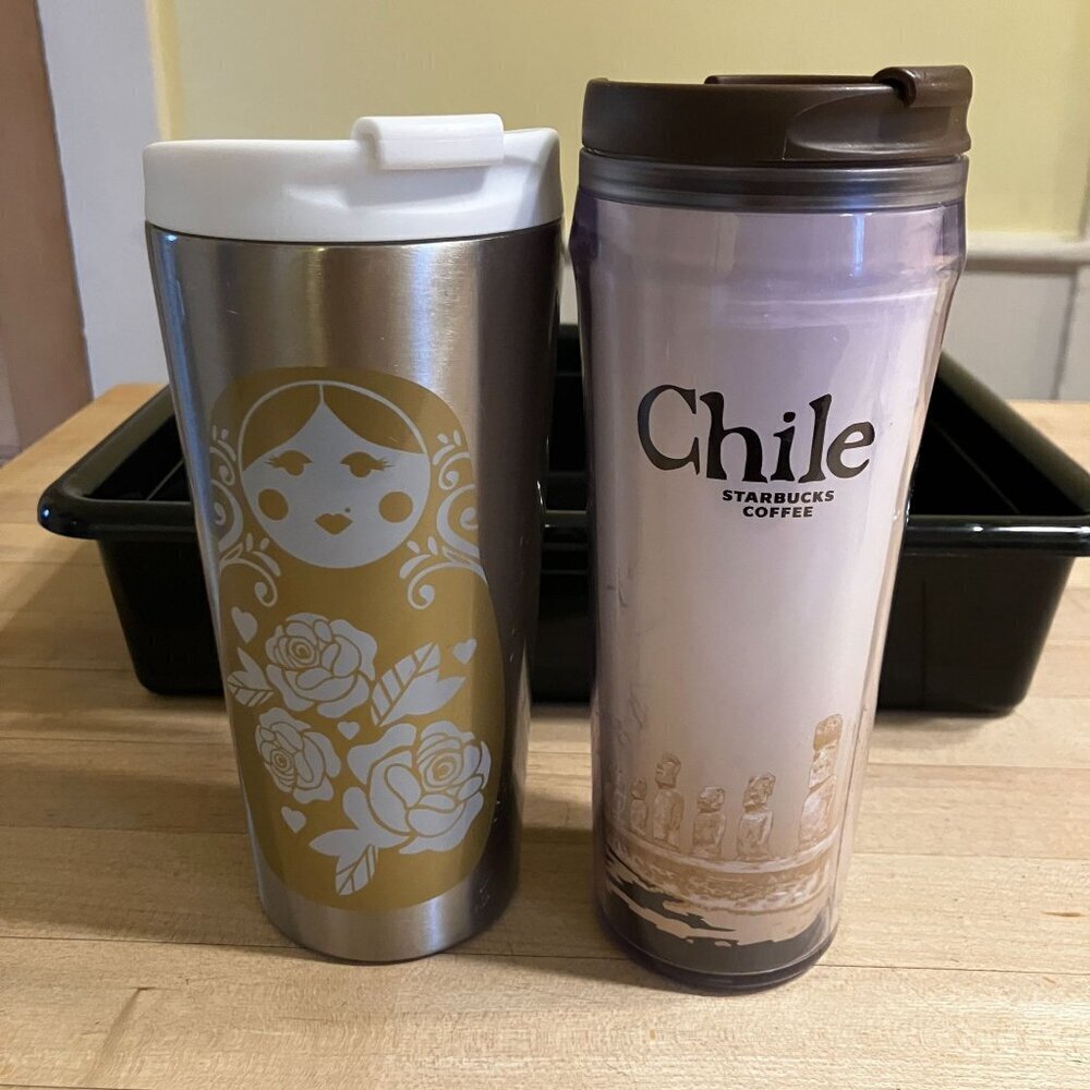 Starbucks Collectable Vintage Y2K Russian Doll 16oz & Chile 12oz Tumblers AN EXC